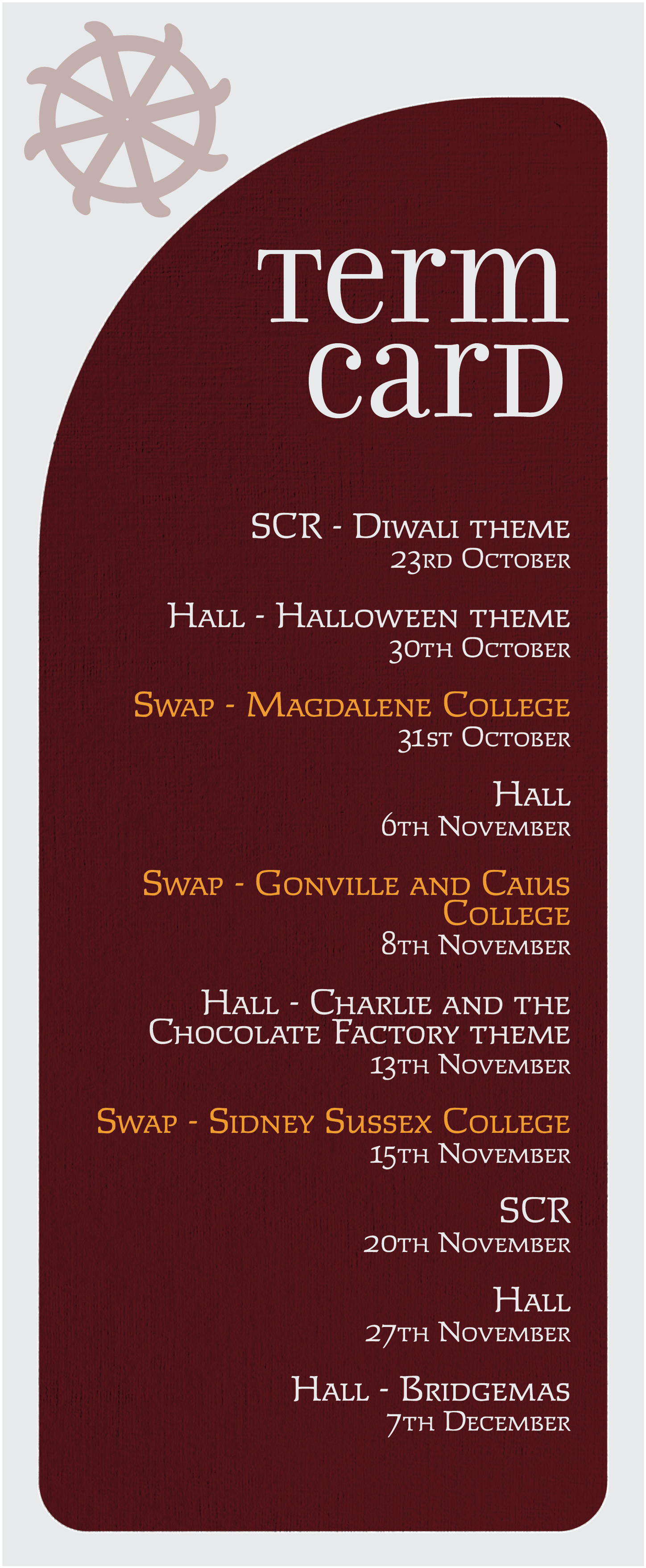 Formal Hall Term Card